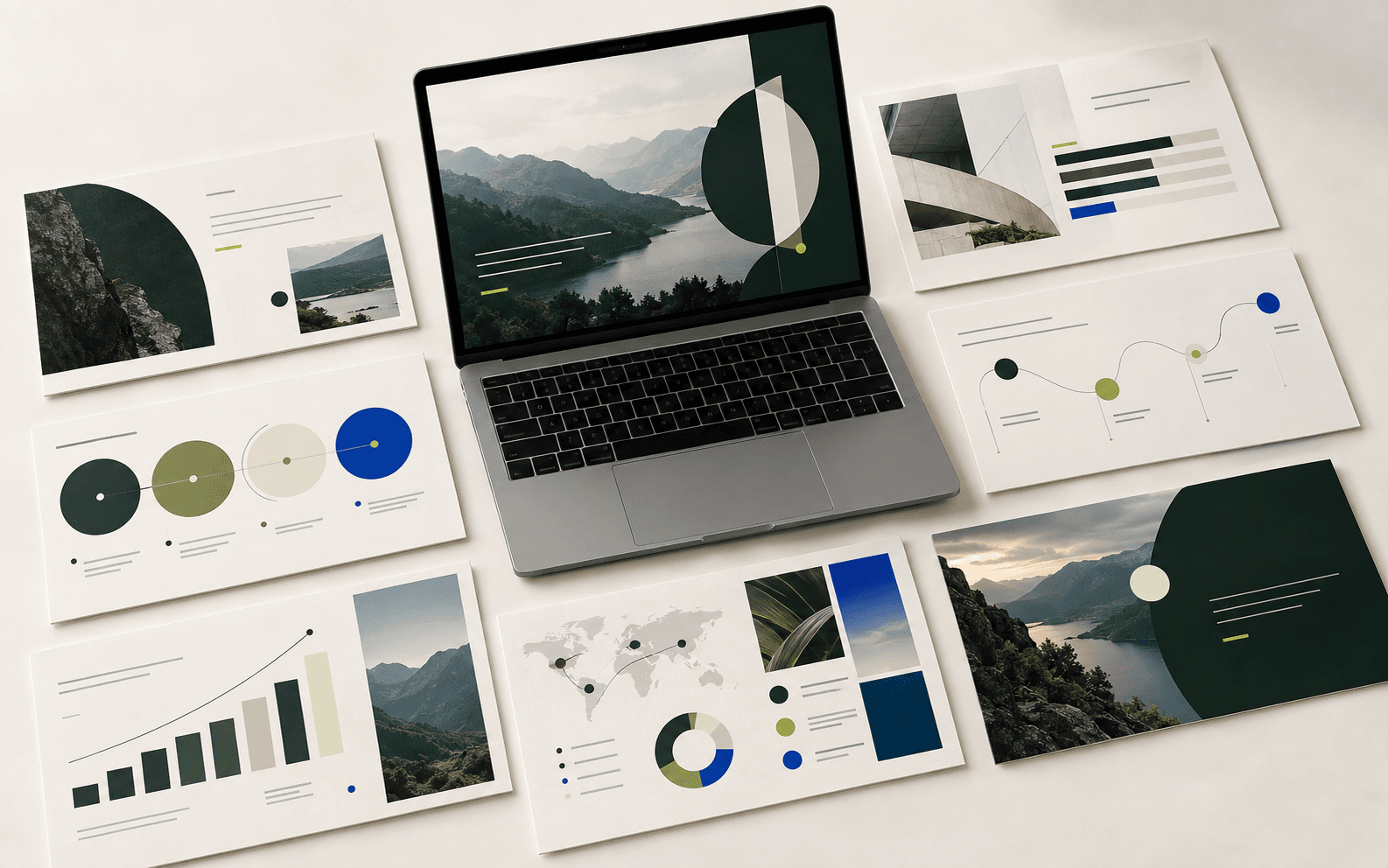Strategic presentation system with narrative, data and roadmap slides