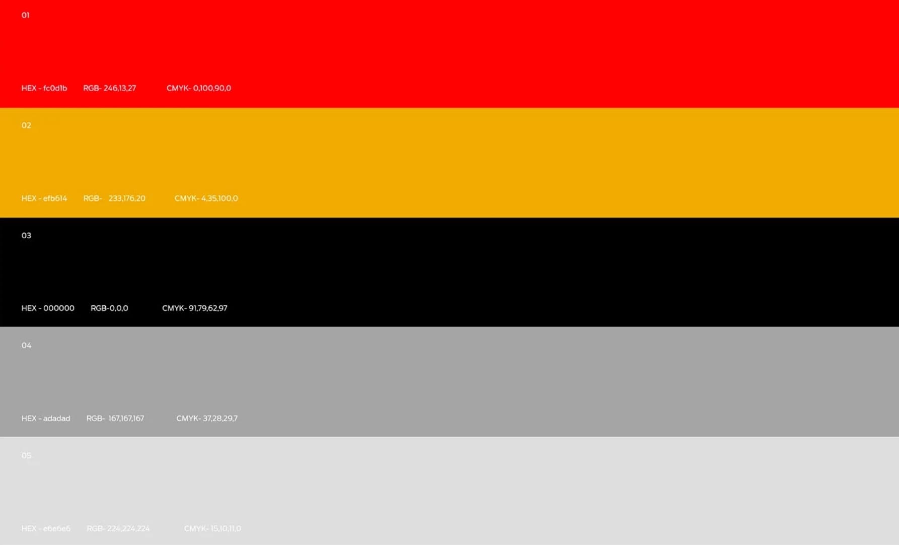BOZONO color palette in red, yellow, black, and gray