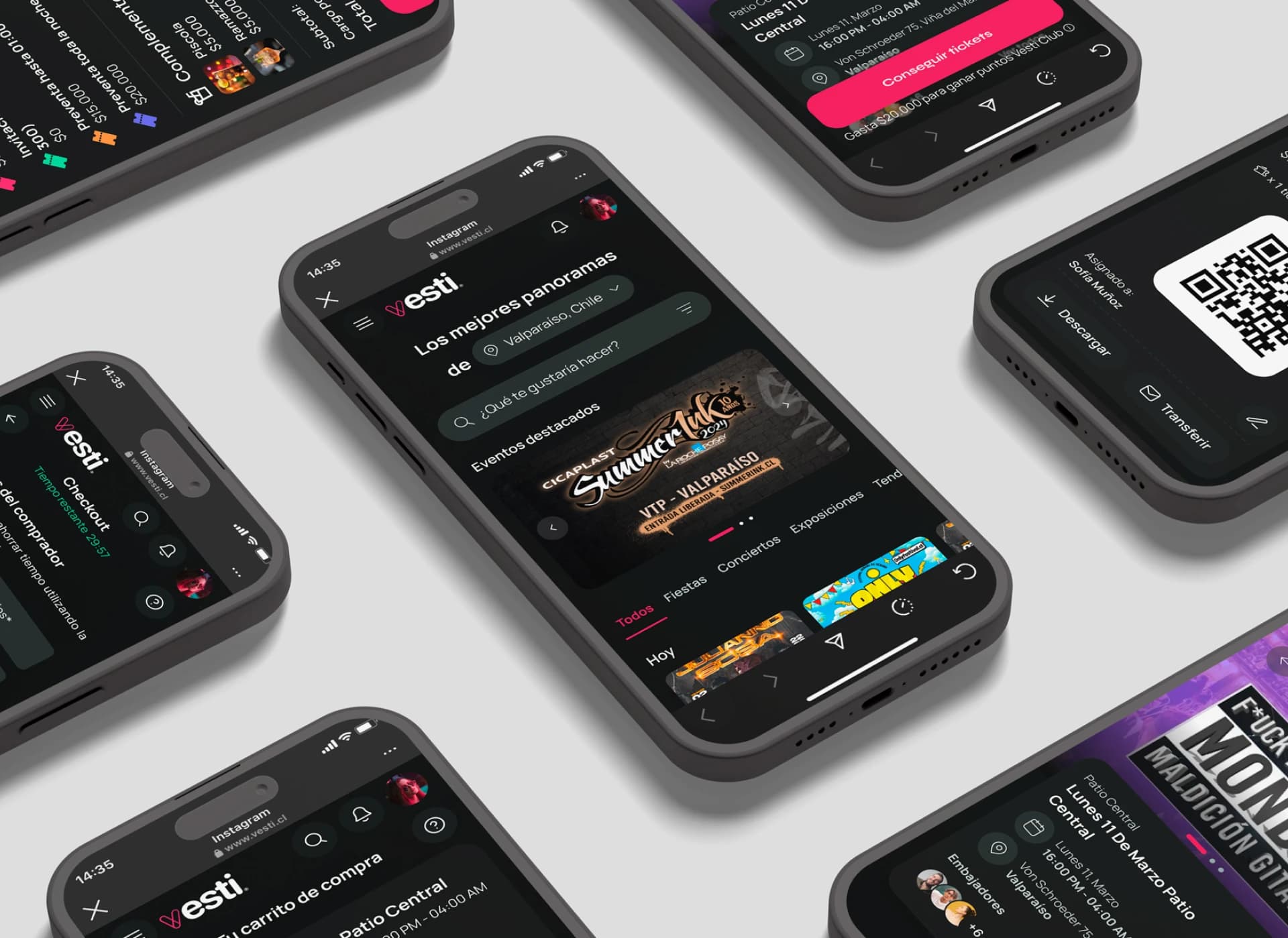 Diseño de producto digital para descubrir eventos, comprar y gestionar entradas en Vesti.